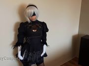 亚洲角色扮演2b Nier Automata并获得面部护理，射精CreampiedAsian Cosplay